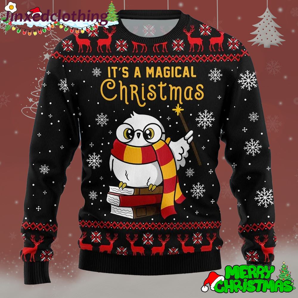 Christmas Ugly Sweater Magic Christmas Funny Print Crew Neck Sweatshirt Christmas Party 